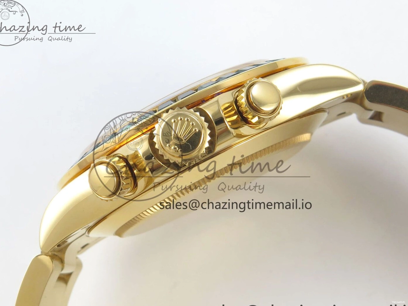 Bezel YG Crystals MPF SA4801 Skeleton Bracelet Custom 40mm Modded Green Dial Daytona on 0427